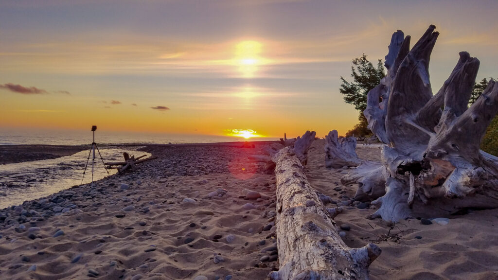 Sunrise over Lake Superior's shore